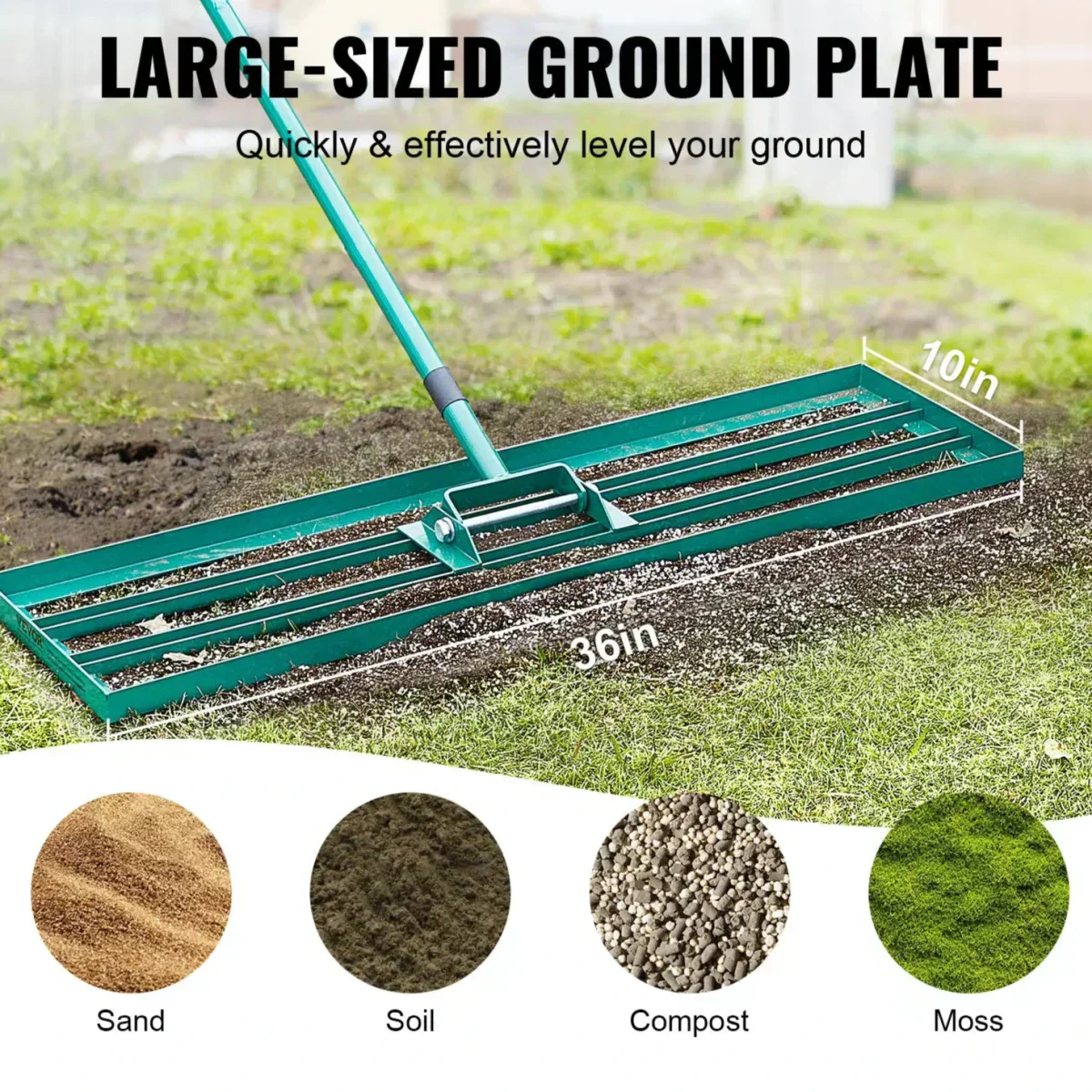GardenMaster Pro Rake with Extended Handle for Perfectly Even Lawns