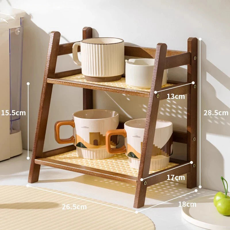 Bamboo 2-Tier Shelf – Organizer for Kitchen and Office Use