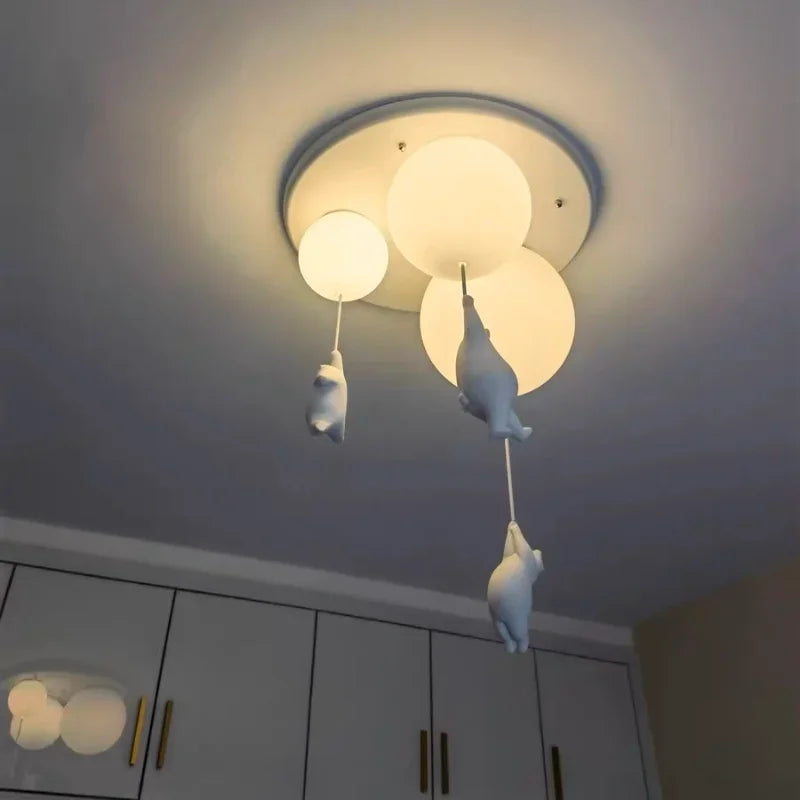 Charming Teddy Bear Balloon Pendant Light for Kids' Rooms