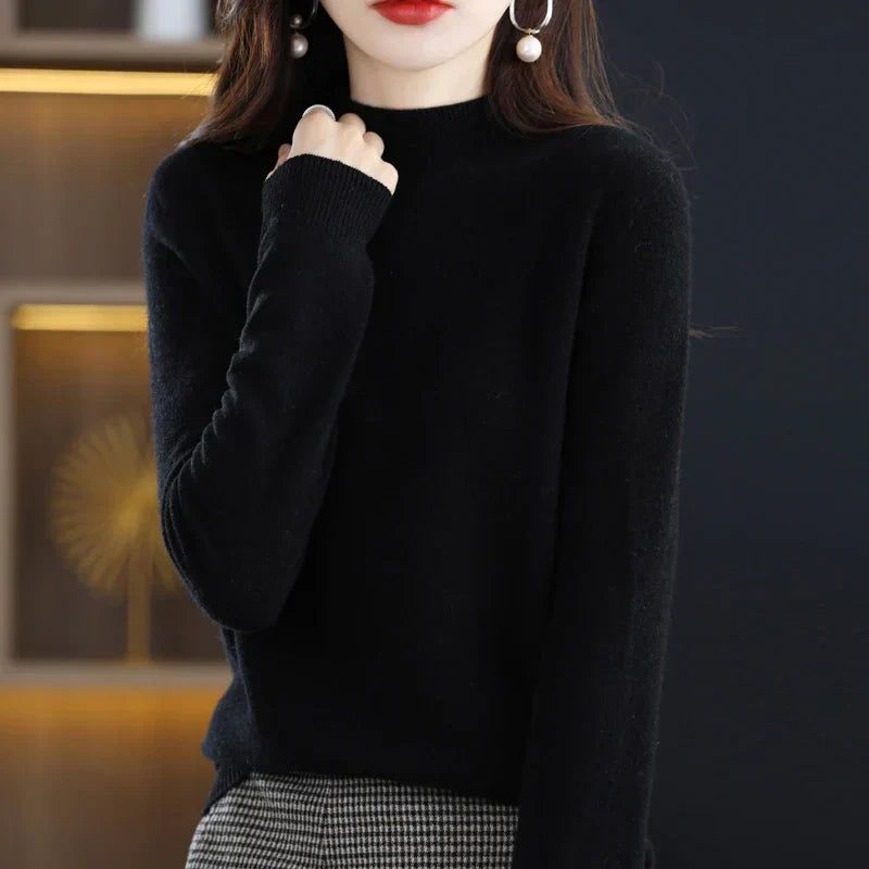 LuxeMerino Women's 100% Pure Wool Sweater for Chillier Days