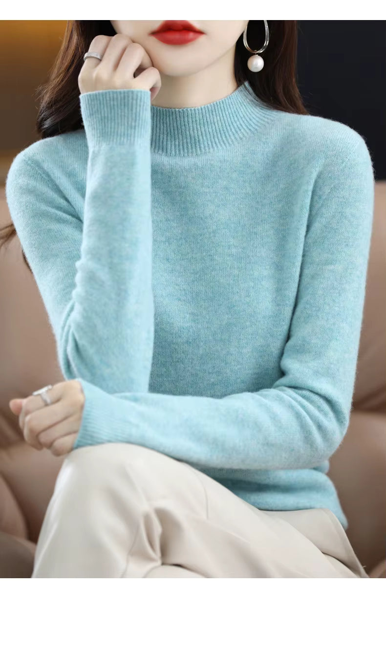 LuxeMerino Women's 100% Pure Wool Sweater for Chillier Days