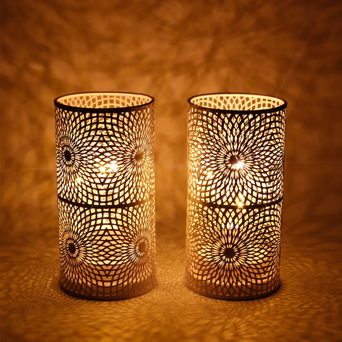 Set of 2 Cordless LED Cylinder Lamps for Elegant Lighting