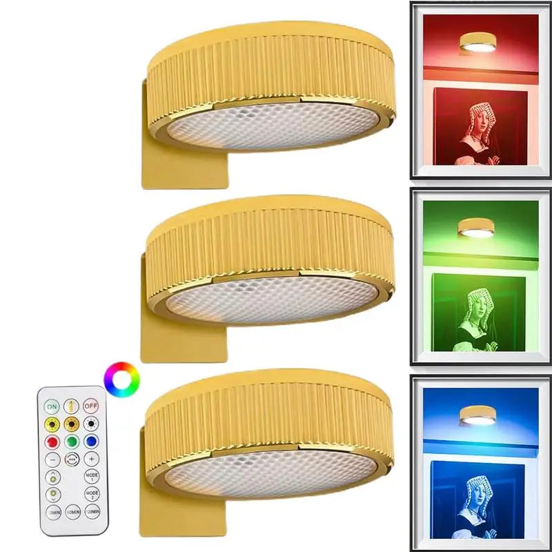 Set of 3 Adjustable Remote-Controlled Art Lamps