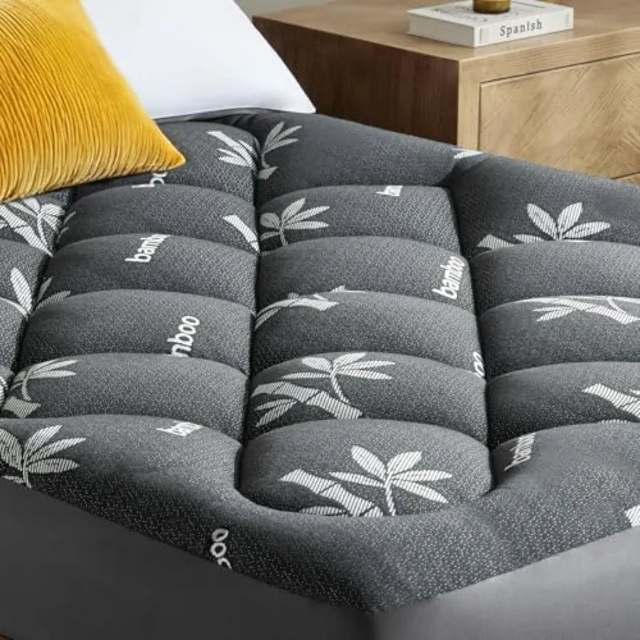 Viscose Bamboo Mattress Topper with Pillow Top | Deep Pocket Comfort