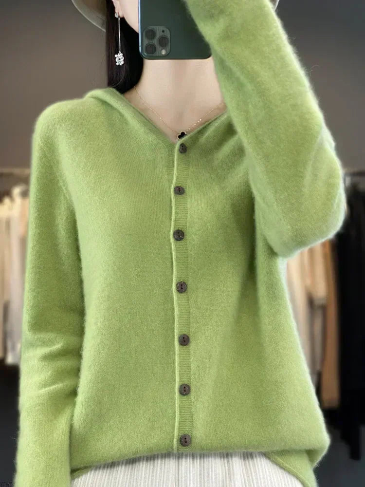 EverWarm Pure Merino Wool Cardigan for Winter Elegance