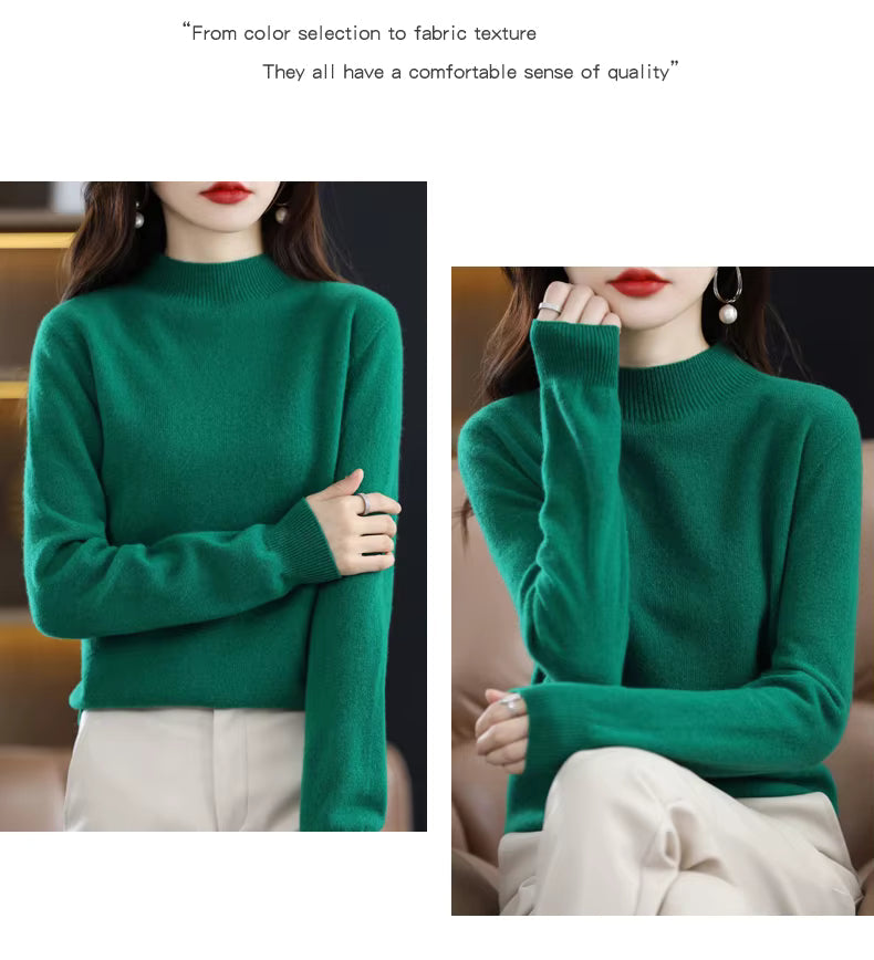 LuxeMerino Women's 100% Pure Wool Sweater for Chillier Days
