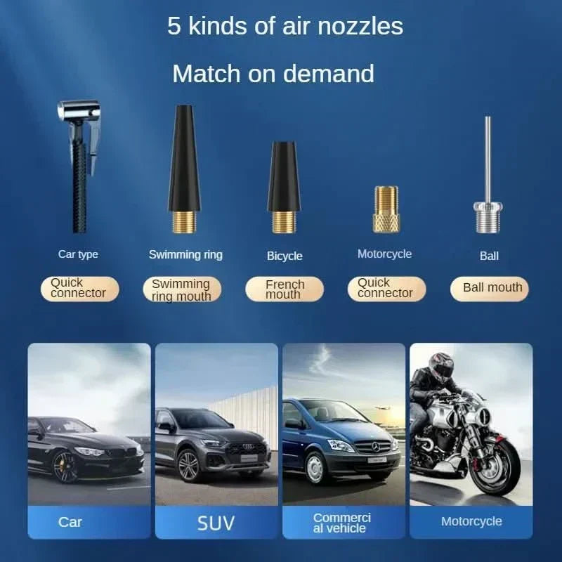 Portable Touchscreen Air Inflator for Cars and Bikes - 150 PSI