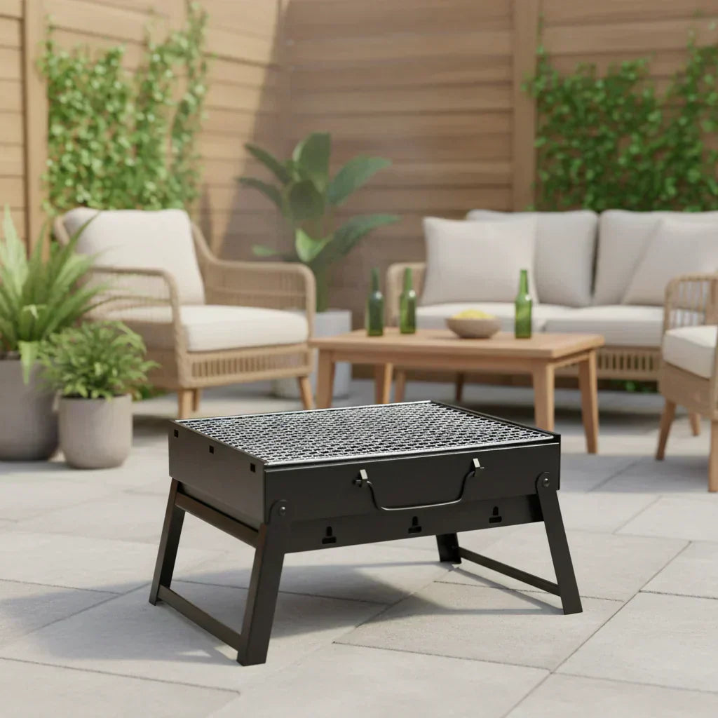 Compact Steel Charcoal Grill for Outdoor Adventures
