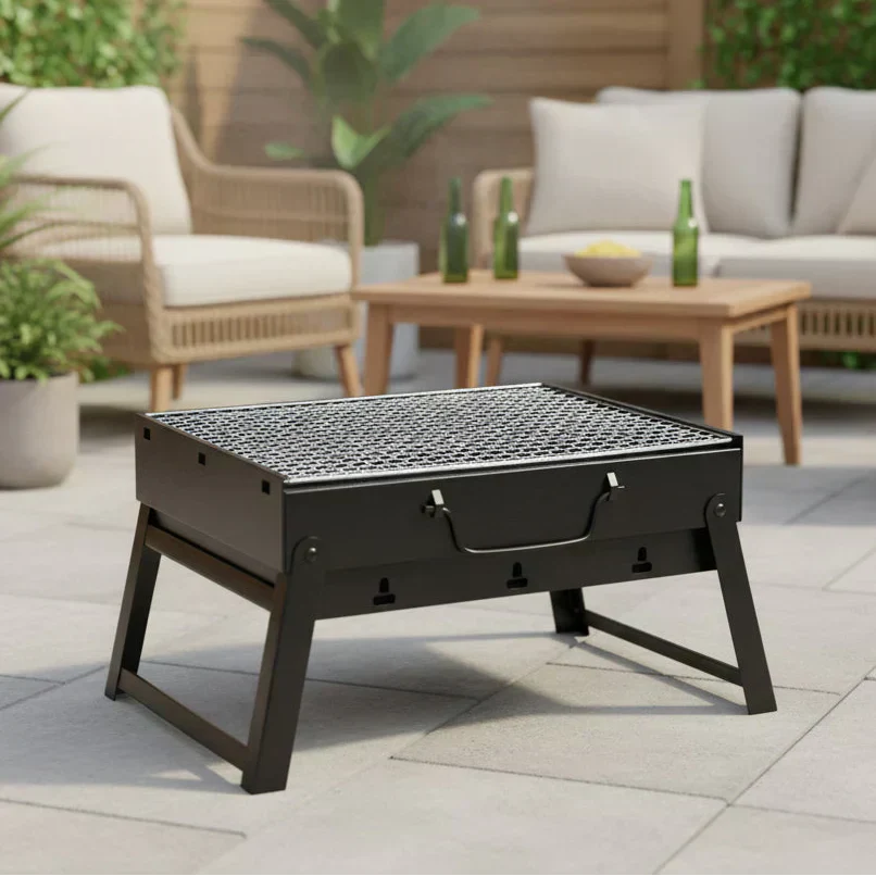 Compact Stainless Steel Charcoal Grill for Outdoor Adventures