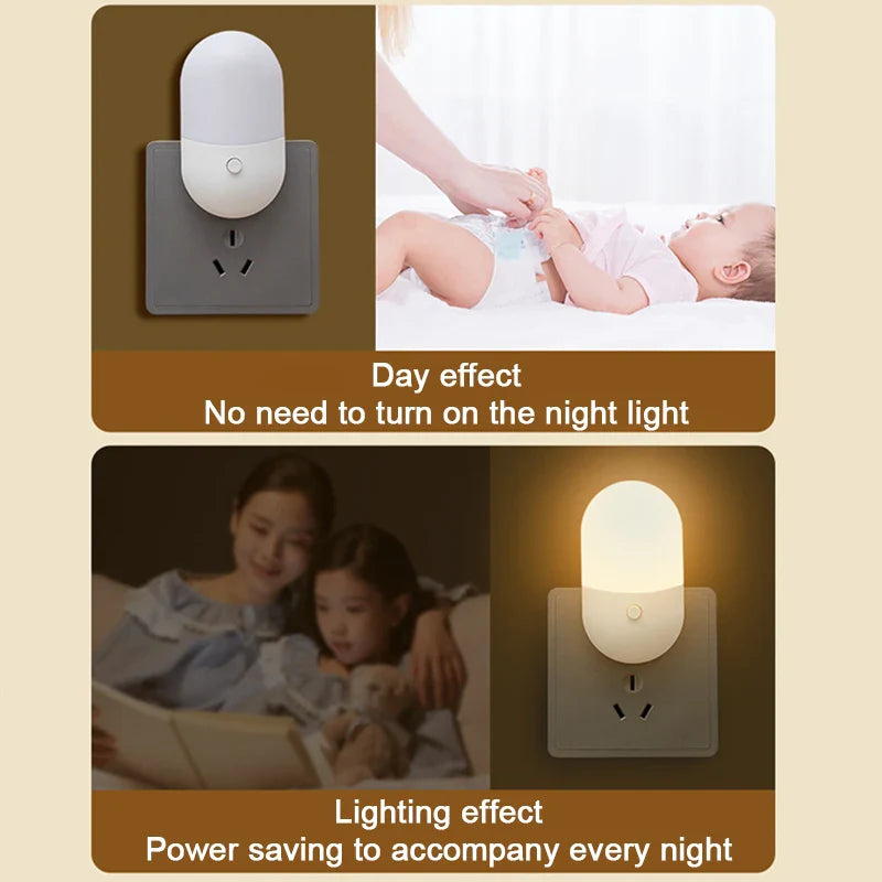 Plug In LED Night Light Eye Protection Bedside Lamp Baby Feeding Living Room