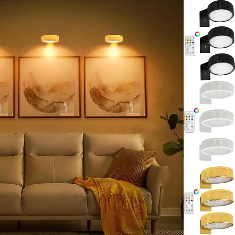 Set of 3 Adjustable Remote-Controlled Art Lamps