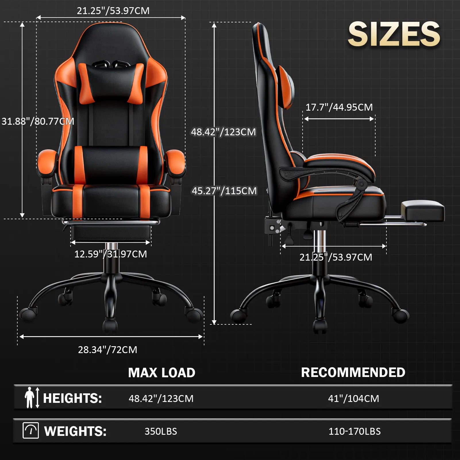 Ergonomic Reclining Gaming Chair with Footrest and PU Leather