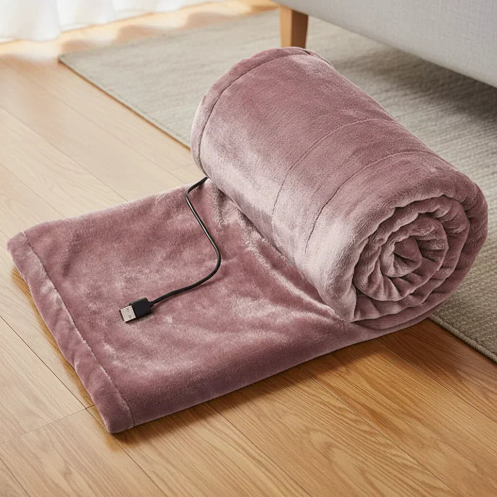 CozyBreeze USB-Operated Heating Blanket with 3 Temperature Settings