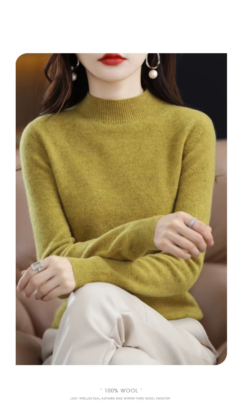 LuxeMerino Women's 100% Pure Wool Sweater for Chillier Days