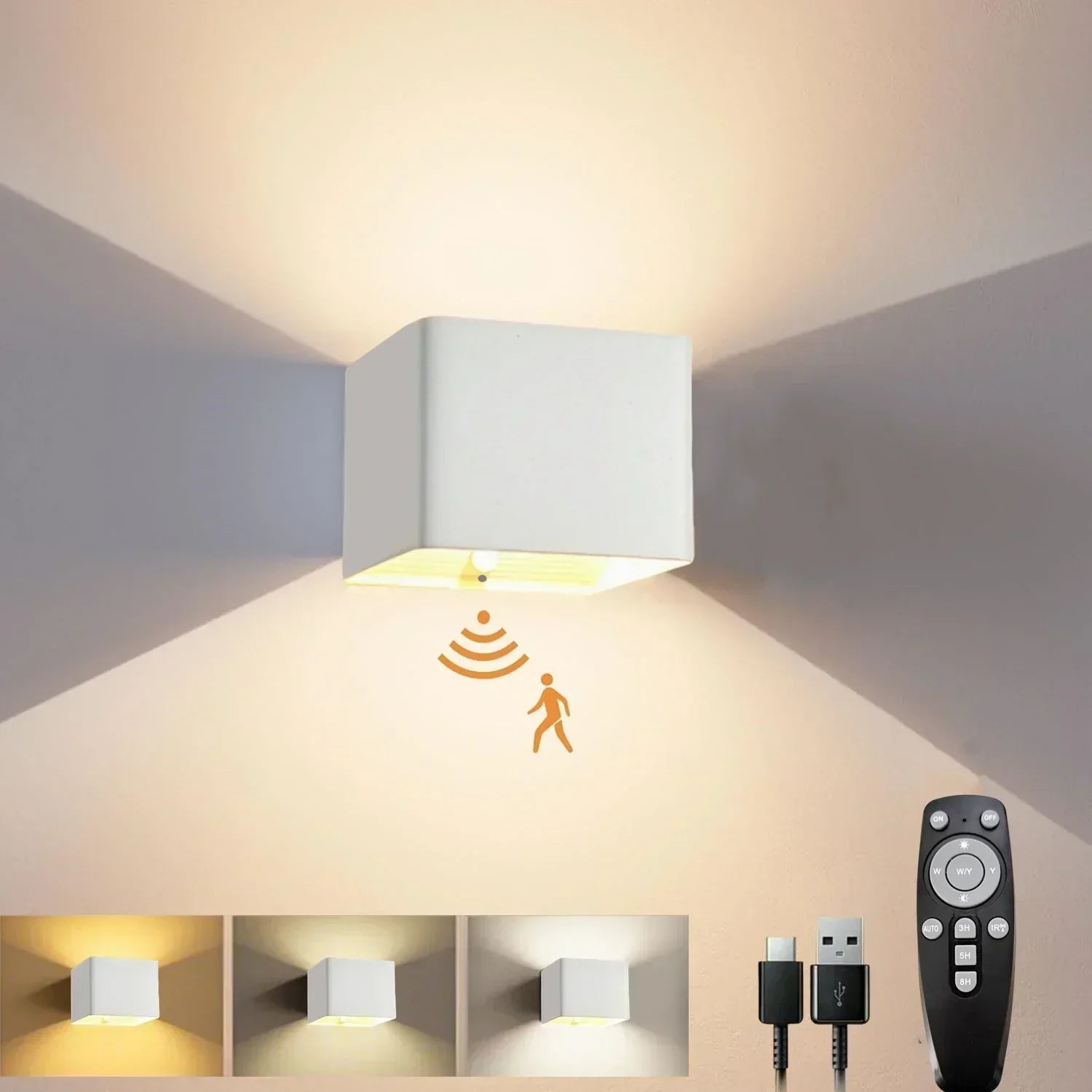 SmartGlow Motion-Activated LED Wall Light with Rechargeable Battery