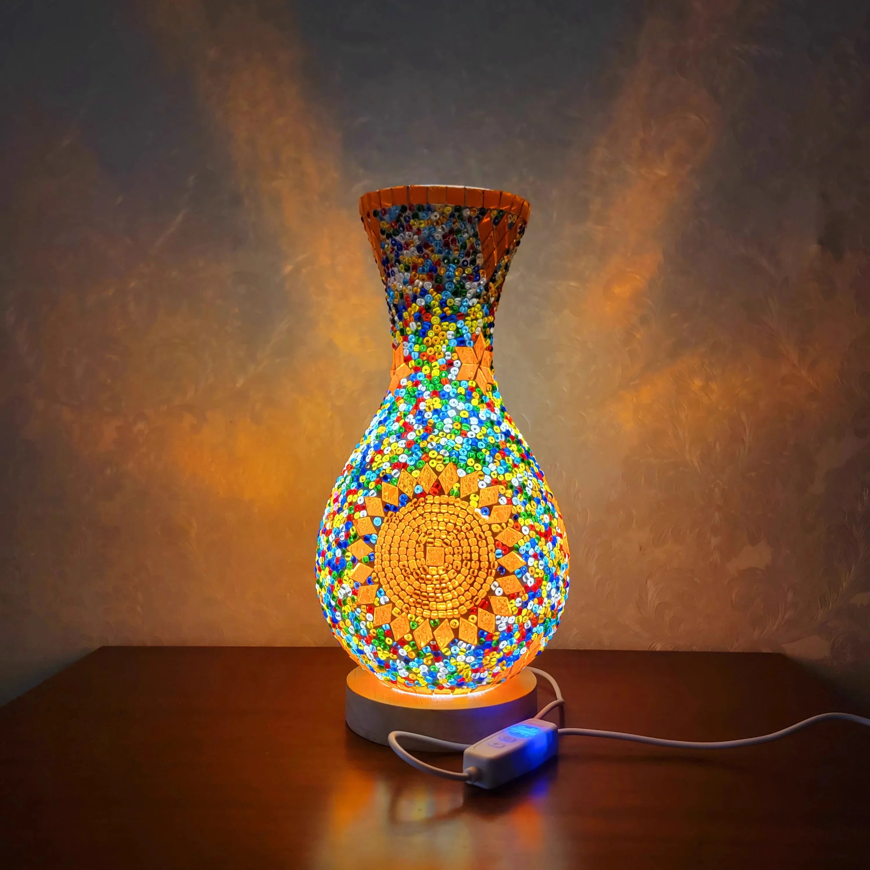 Mediterranean-Inspired Mosaic Table Lamp for Cozy Spaces