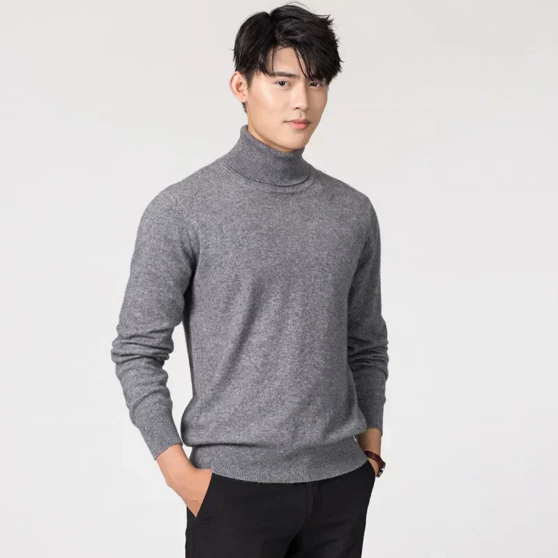 Luxurious Cashmere-Cotton Blend Turtleneck Sweater for Men