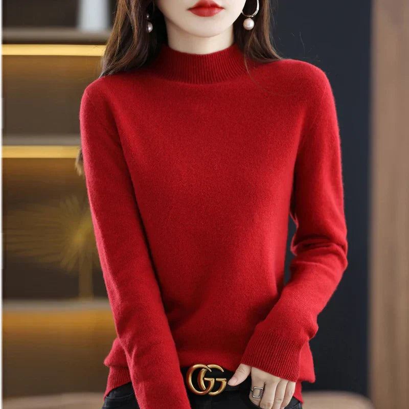 LuxeMerino Women's 100% Pure Wool Sweater for Chillier Days
