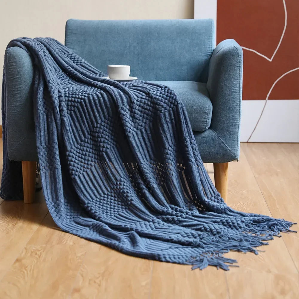 Chunky Knit Throw | Soft Acrylic | Cozy Warm Comfort | Reusable