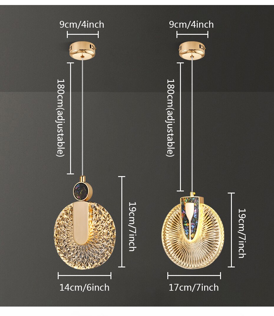 Luxe Aura Crystal Round Pendant Light Fixture