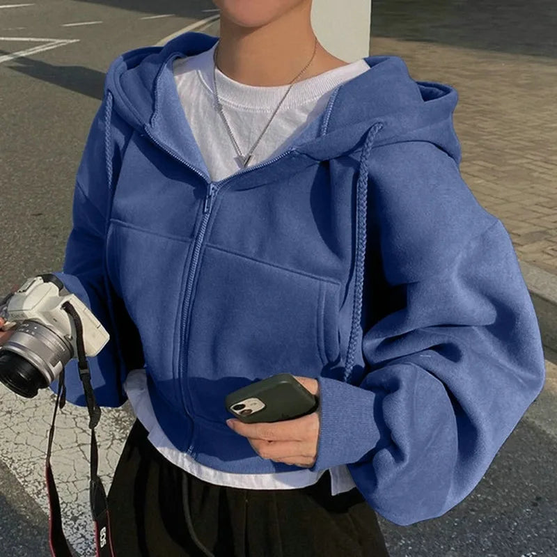 Hooded Zip-Up Hoodie | Thick Cozy Fabric | Warm & Stylish Comfort | Polyester