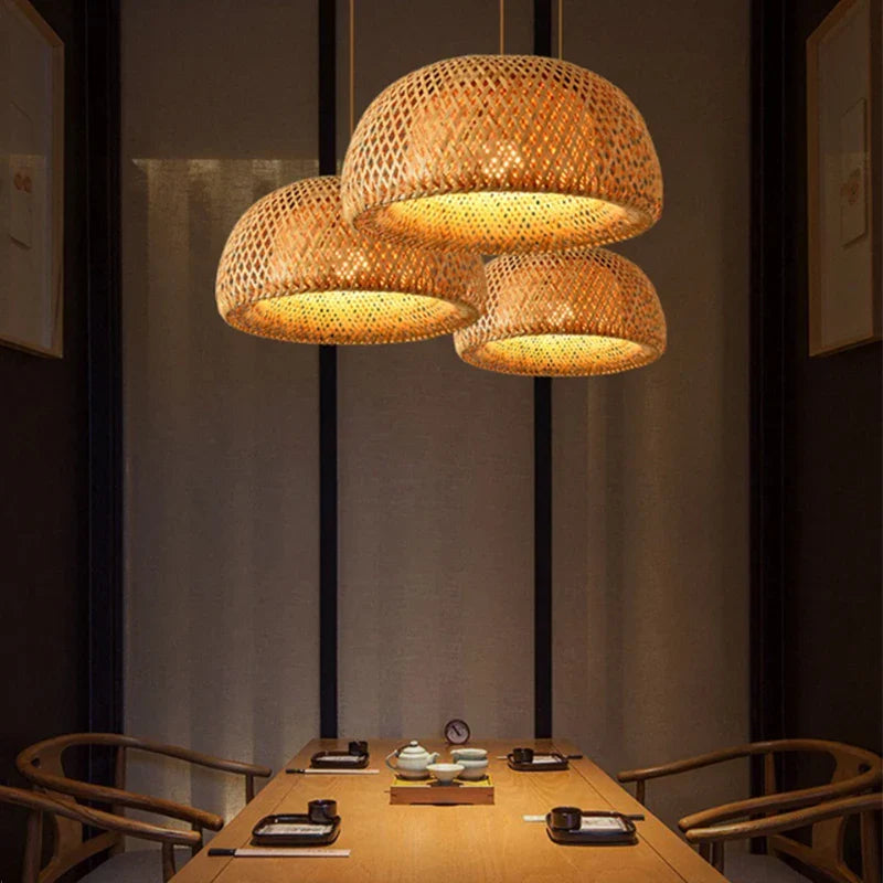 Artisan Bamboo Pendant Light - Elegant Hanging Lamp for Home & Dining