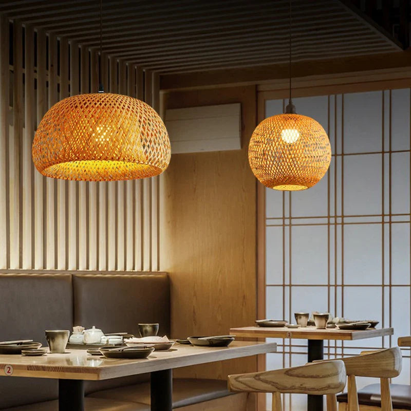 Artisan Crafted Bamboo Pendant Light – Eco-Friendly LED Fixture