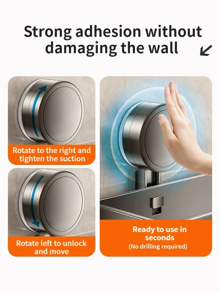 Bathroom Shelf with Suction Cups – No Drill Wall Mount in 3 Sizes