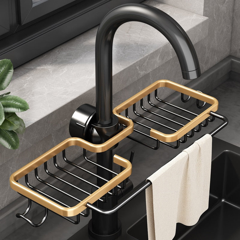 Kitchen Sink Organizer – Combined Sponge, Brush, and Towel Holder