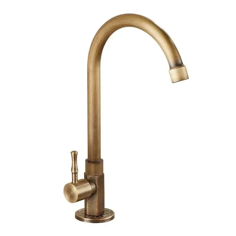 Elegant Brass Kitchen Tap with Classic Swan Neck Design