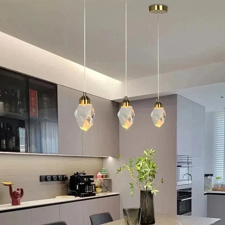 Faceted Shade Crystal Pendant Light with LED