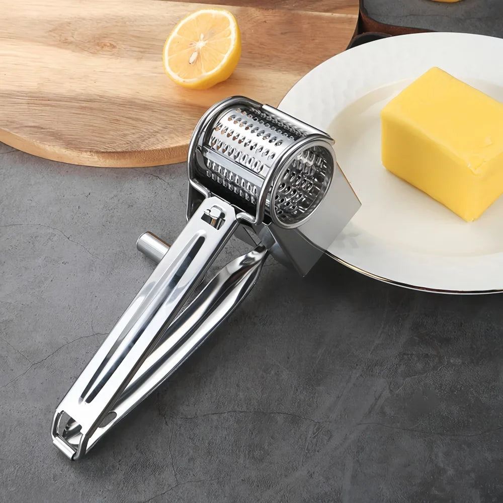 Hand Crank Rotary Grater in Stainless Steel for Cheese and Vegetables