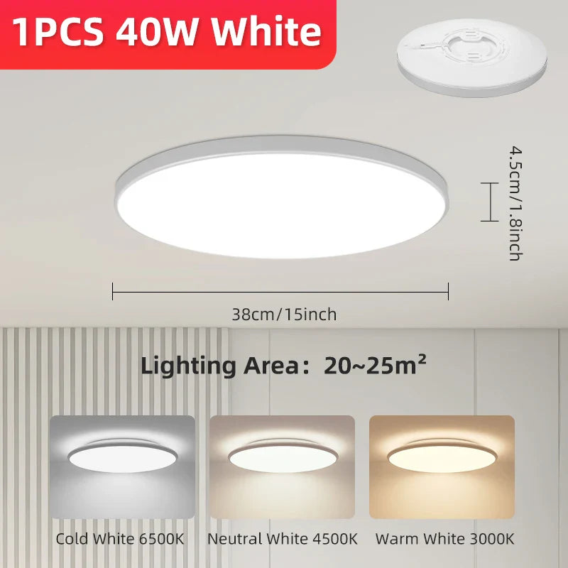 Round Ceiling Light with Motion Sensor - LED Technology for Generous Lighting