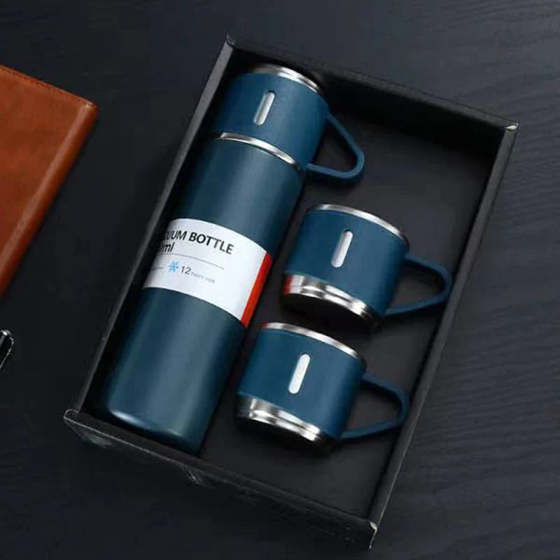 Gift Set with 3 Cups – Insulated Thermos for Hot & Cold Beverages, 500 ml