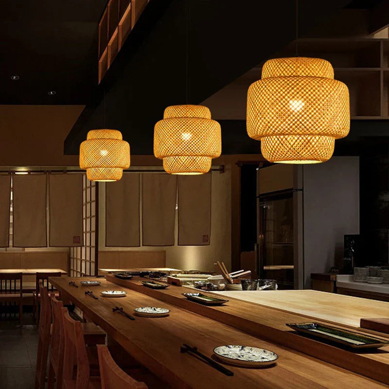 Artisan Crafted Bamboo Pendant Light – Eco-Friendly LED Fixture