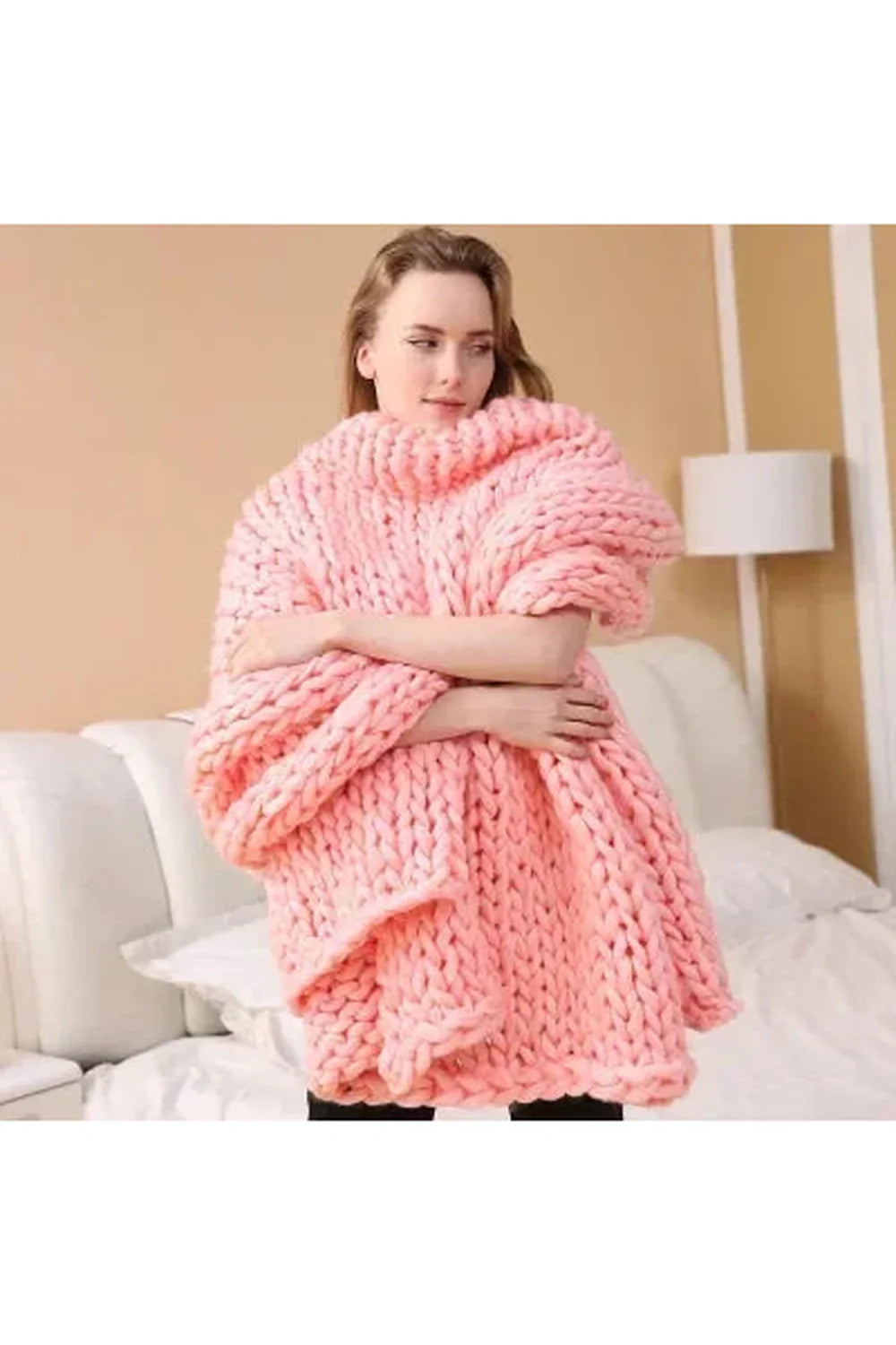 Chunky Knit Throw Blanket | Plush Softness | Cozy Warmth for Chilly Nights | Polyester