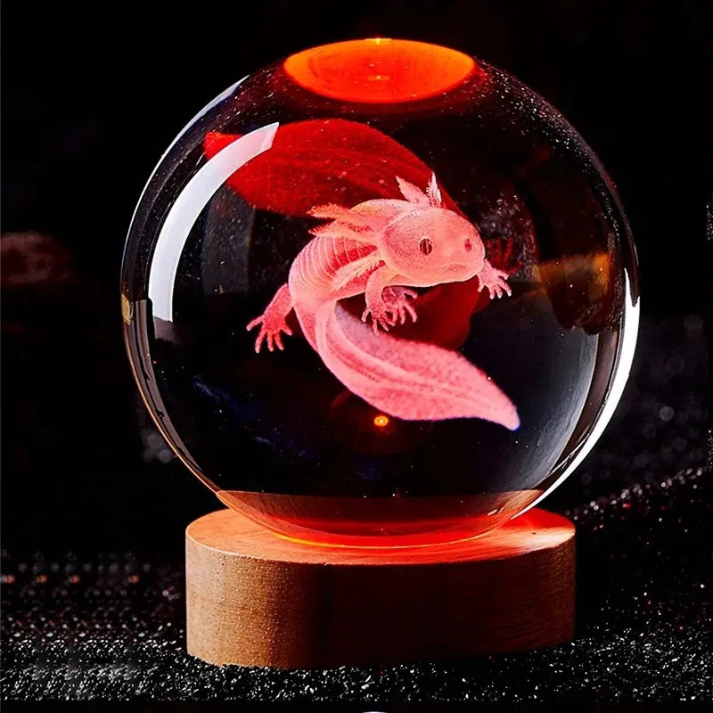 Enchanting 3D Axolotl LED Crystal Night Light for Home Decor