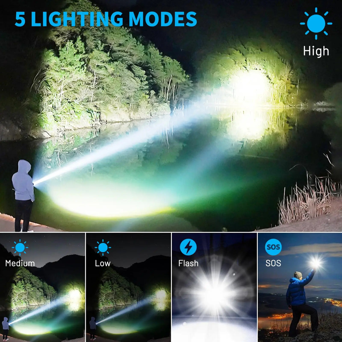Epic Led Torch Bright Waterproof Rechargeable LED Torch - 5 Modes