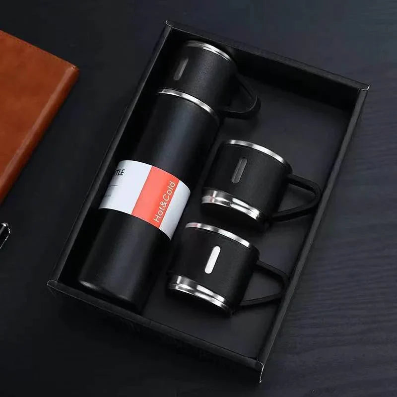 Gift Set with 3 Cups – Insulated Thermos for Hot & Cold Beverages, 500 ml