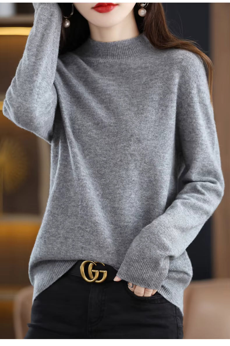 LuxeMerino Women's 100% Pure Wool Sweater for Chillier Days