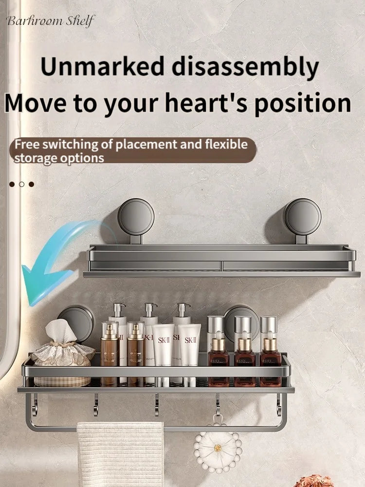 Bathroom Shelf with Suction Cups – No Drill Wall Mount in 3 Sizes