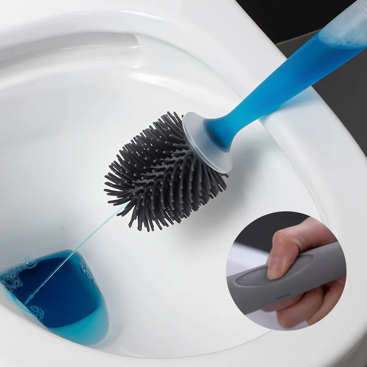 Contact-Free Silicone Toilet Brush with Soap Dispensing Feature