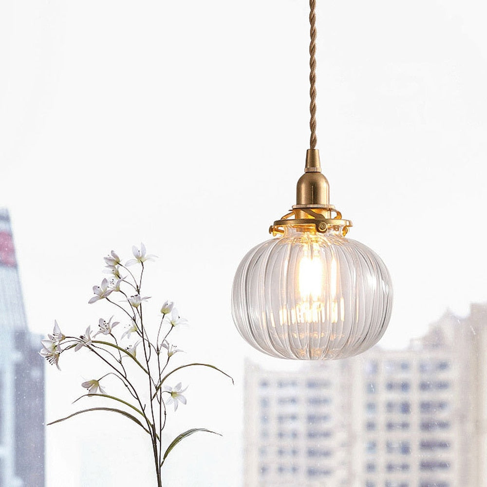 Vintage-Inspired Glass Pendant Light for Compact Areas