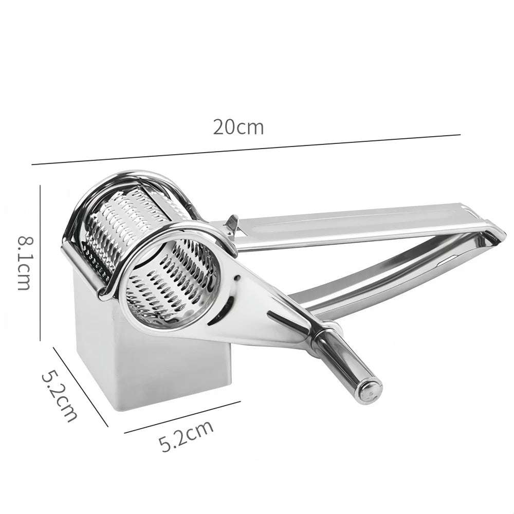 Hand Crank Rotary Grater in Stainless Steel for Cheese and Vegetables