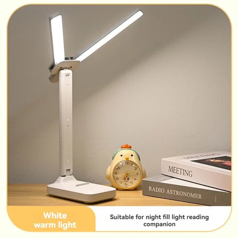 Versatile Dual-Head LED Table Lamp - Rechargeable & Adjustable