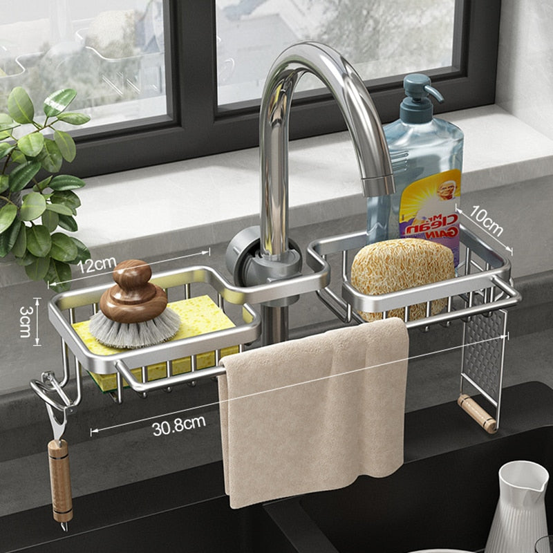 Kitchen Sink Organizer – Combined Sponge, Brush, and Towel Holder