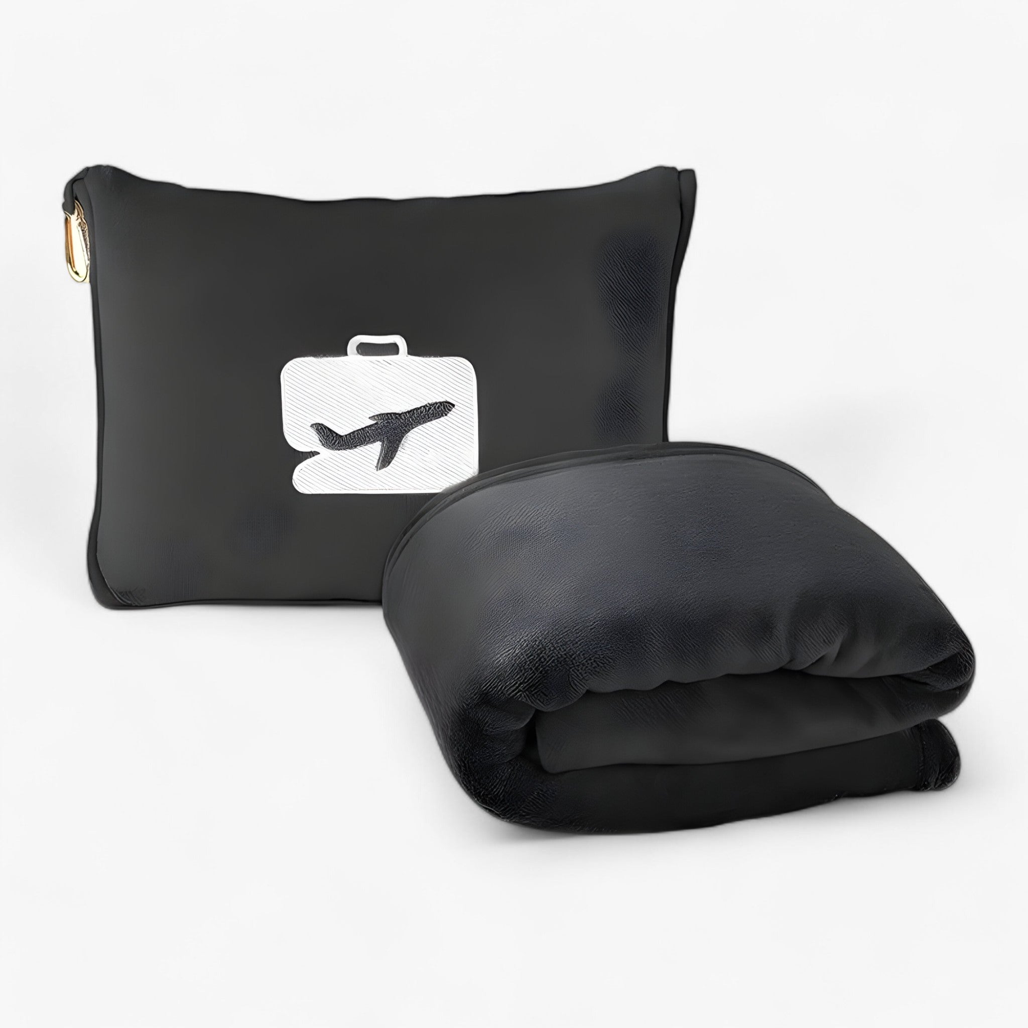 Compact Travel Set with Soft Pillow and Blanket in Carry Bag