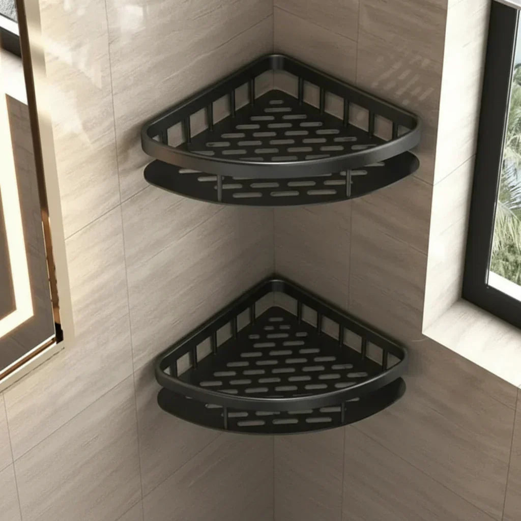 Stick-On Bathroom Organizer Shelf - No Drilling Required