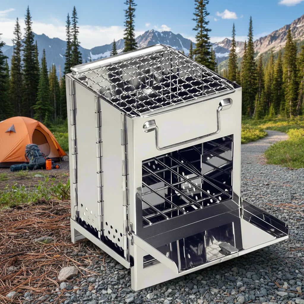 Compact Outdoor Wood Stove for Effortless Cooking