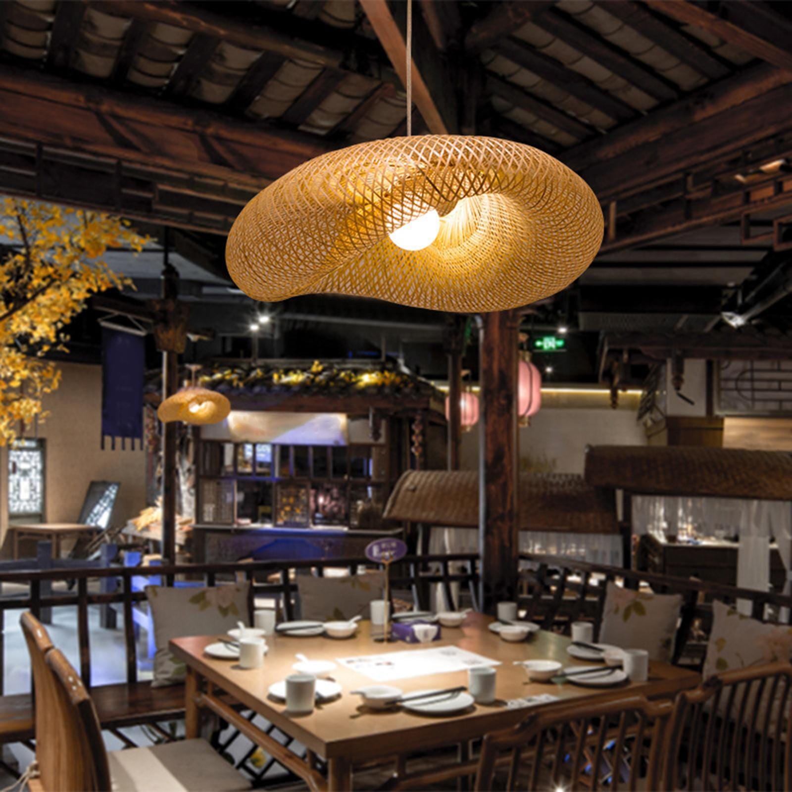 Natural Elegance LED Bamboo Pendant Light Fixture